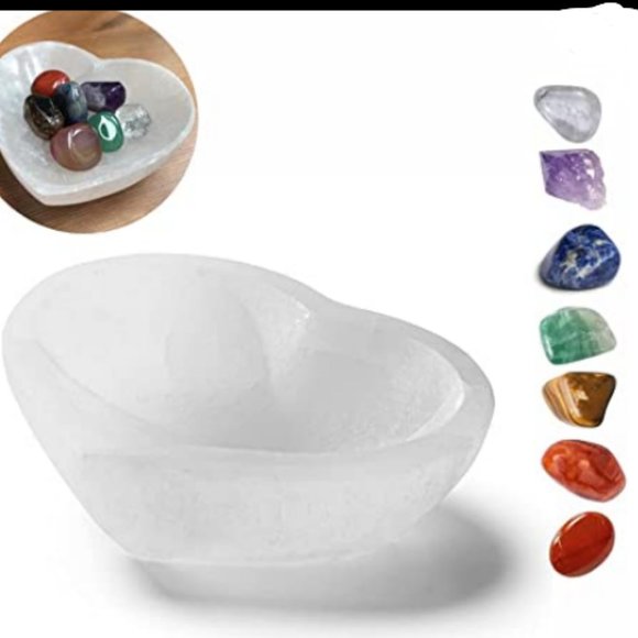 Stemma Selenite Bowl Heart 4 inch| Crystals and Healing Stones 9 Piece Crystal S - Picture 5 of 12